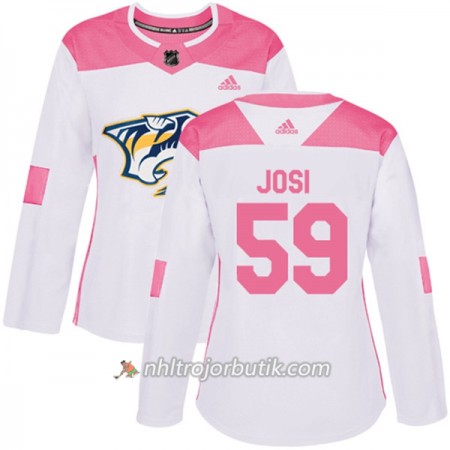 Dame Ishockey Nashville Predators Tröja Roman Josi 59 Adidas 2017-2018 Vit Rosa Fashion Authentic